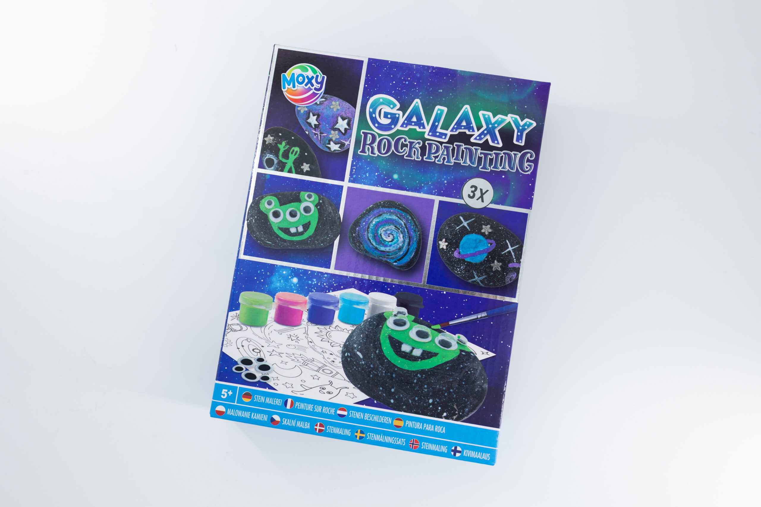 Galaxy stenen schilder set met stenen, verf en patroonvoorbeelden