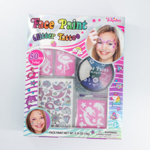 Schmink- en glittertattoo-set met sjablonen en accessoires