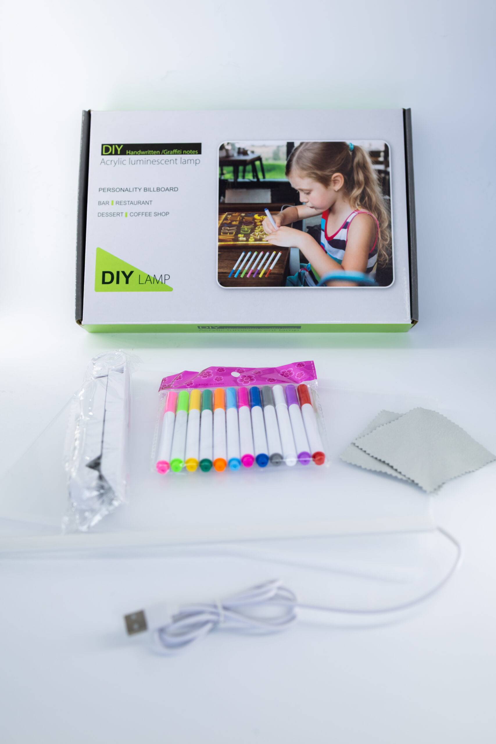 Acryl LED-tekenlamp set met verpakking en stiften