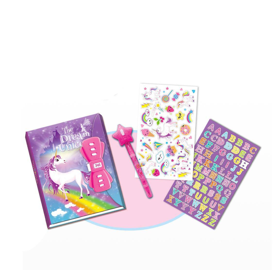 Dagboekset met geheimschrift, stickers en accessoires